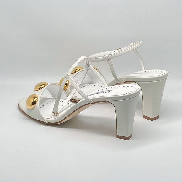 Manolo Blahnik Chaouhenhi 70MM Embellished Leather Sandals size 38.5 - Picture 9 of 14